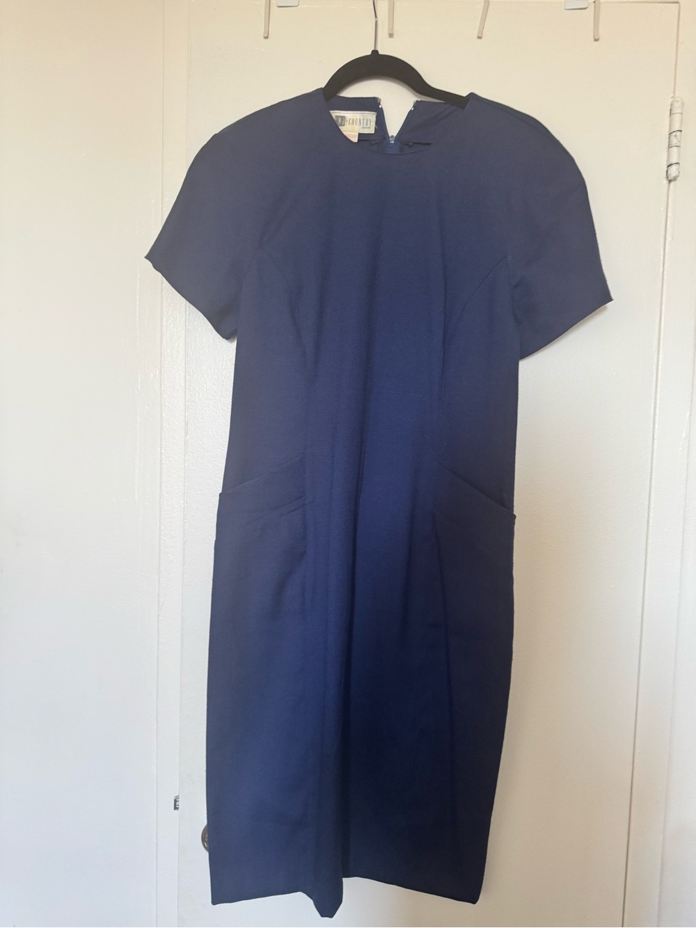 Navy Short-Sleeve Shift Dress